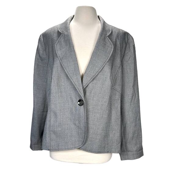 ISABELLA | Gray Single Breasted Lined Statement Button Blazer | Women's 18W - Picture 1 of 9